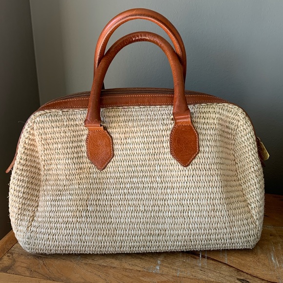 Furla Handbags - Vintage Furla raffia & leather satchel doctor handbag 3118